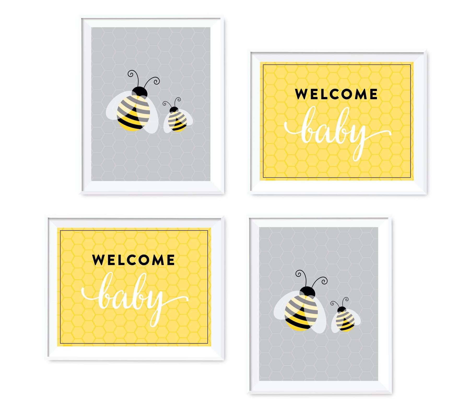 Mama to Bee Bumblebee Baby Shower Party Signs & Graphic Decorations-Set of 4-Andaz Press-