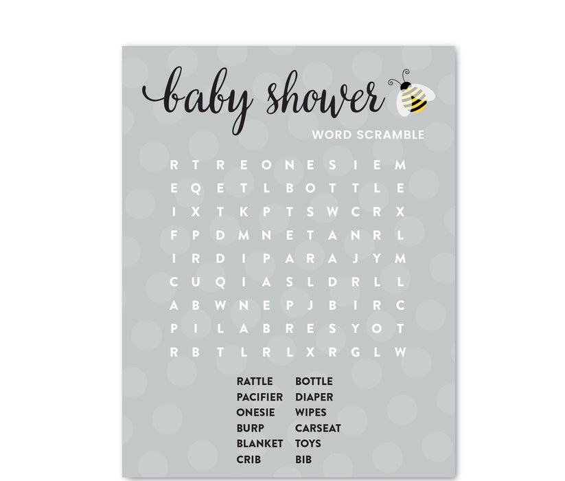 Mama to Bee Bumblebee Gender Neutral Baby Shower Games & Fun Activities-Set of 1-Andaz Press-Word Search-