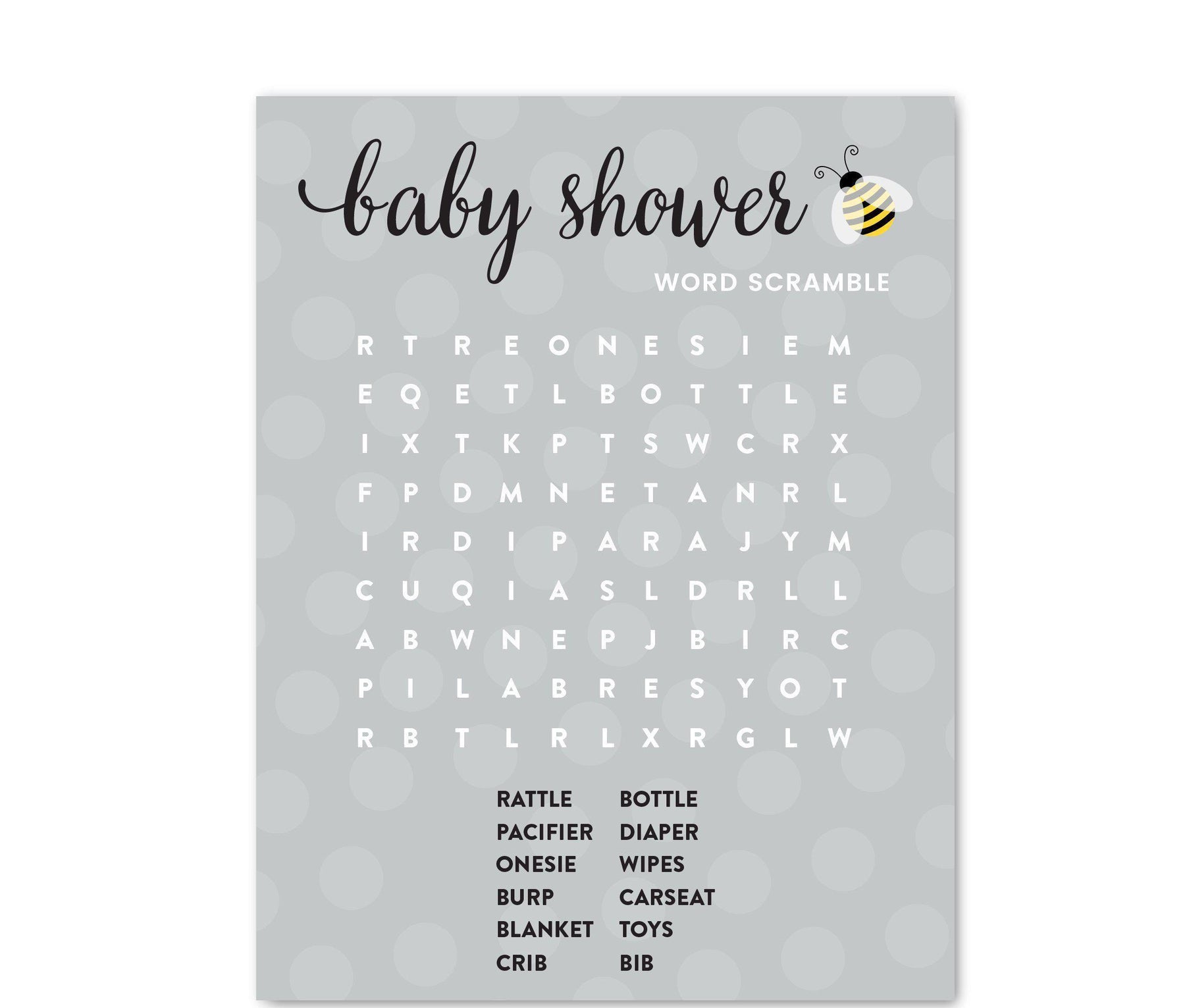 Mama to Bee Bumblebee Gender Neutral Baby Shower Games & Fun Activities-Set of 1-Andaz Press-Diaper Thoughts-