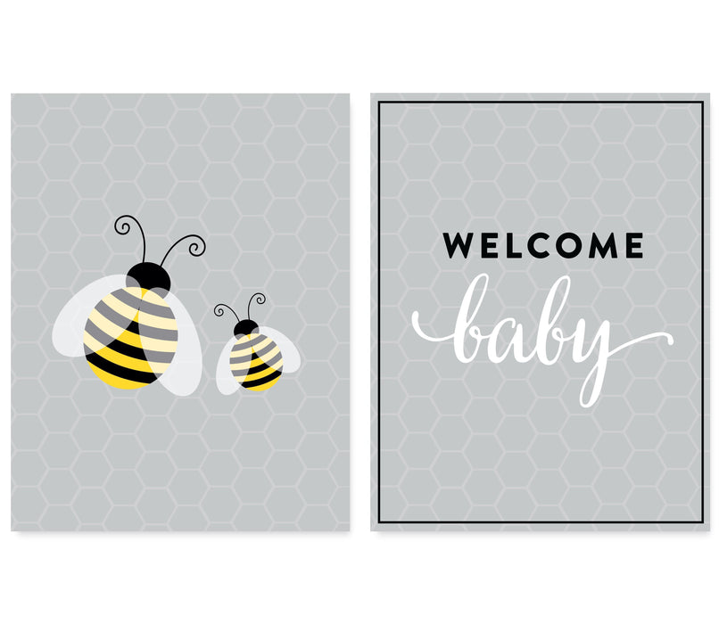 Mama to Bee Bumblebee Gender Neutral Baby Shower Party Signs & Banner Decorations-Set of 20-Andaz Press-