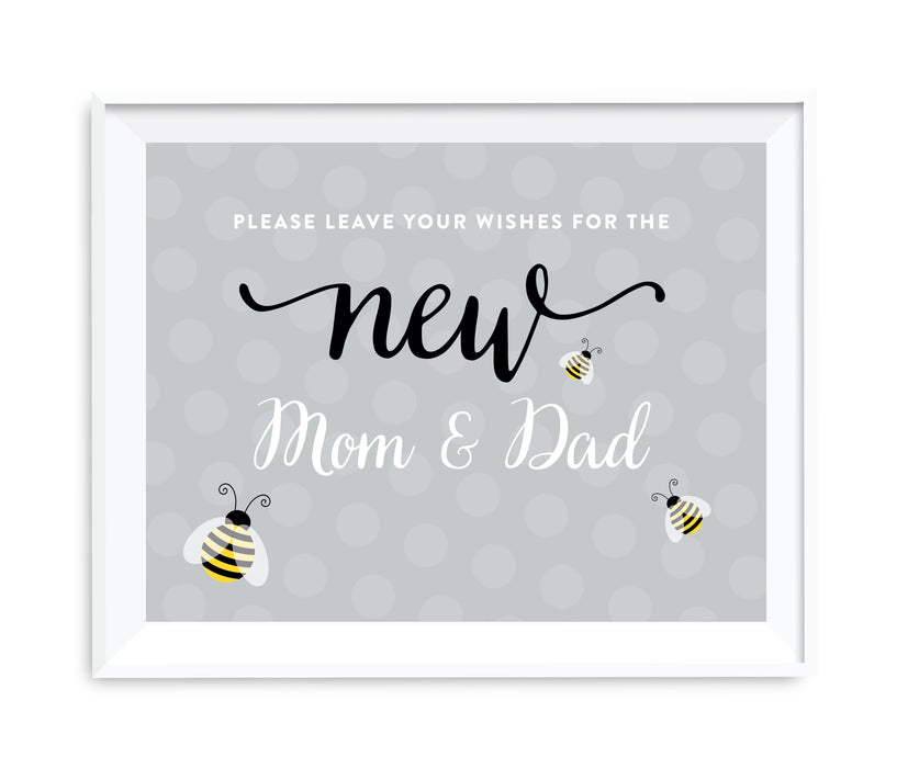 Mama to Bee Bumblebee Gender Neutral Baby Shower Party Signs-Set of 1-Andaz Press-Leave Wishes For New Mom & Dad-
