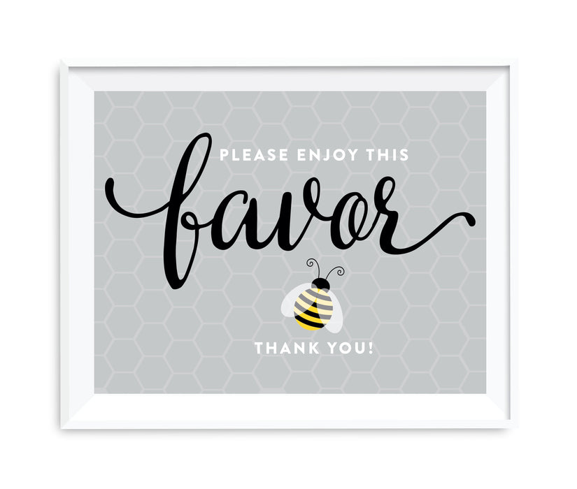 Mama to Bee Bumblebee Gender Neutral Baby Shower Party Signs-Set of 1-Andaz Press-Please Enjoy This Favor, Thank You-