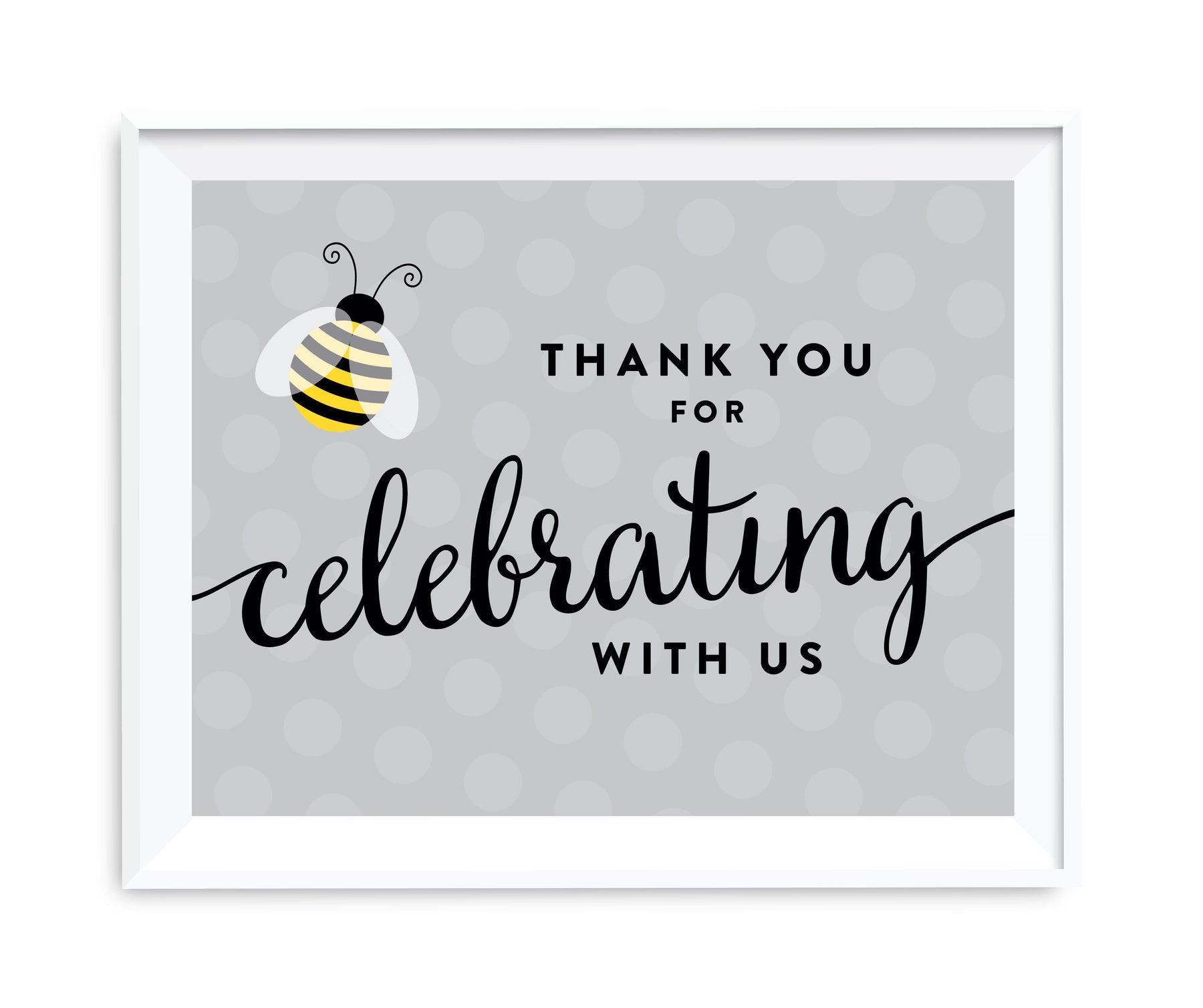 Mama to Bee Bumblebee Gender Neutral Baby Shower Party Signs-Set of 1-Andaz Press-Thank You For Celebrating With Us!-