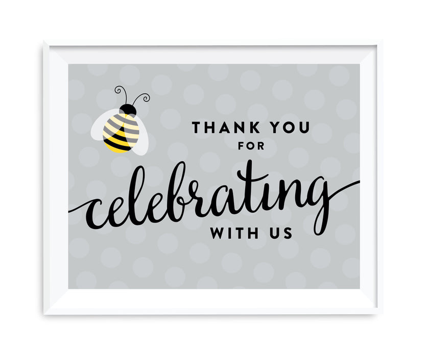Mama to Bee Bumblebee Gender Neutral Baby Shower Party Signs-Set of 1-Andaz Press-Thank You For Celebrating With Us!-