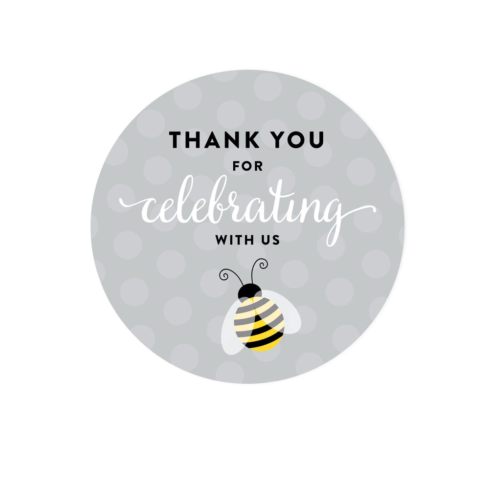 Mama to Bee Bumblebee Gender Neutral Baby Shower Round Circle Label Stickers-Set of 40-Andaz Press-