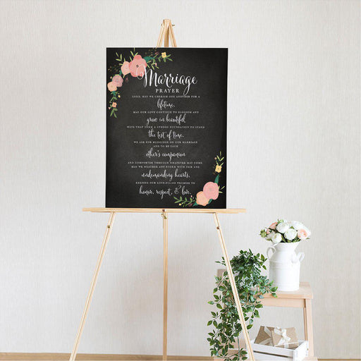 Marriage Prayer Canvas Wall Art Decor, Wedding Registry Marriage Ideas-Set of 1-Andaz Press-Black Chalkboard-