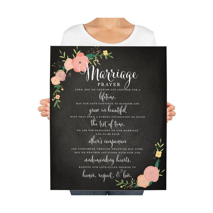 Marriage Prayer Canvas Wall Art Decor, Wedding Registry Marriage Ideas-Set of 1-Andaz Press-Black Chalkboard-