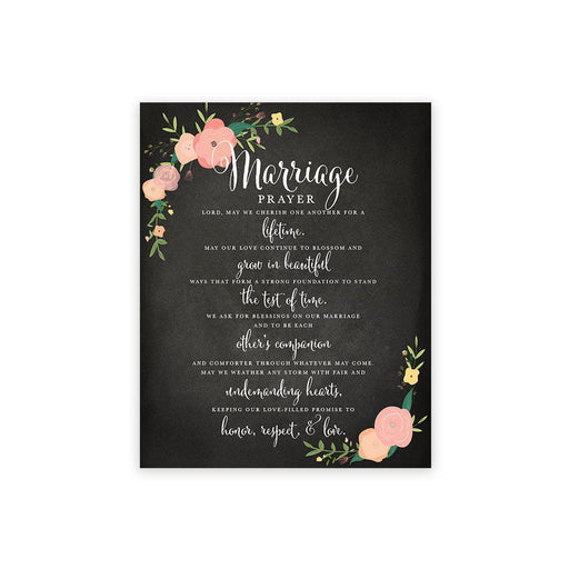 Marriage Prayer Canvas Wall Art Decor, Wedding Registry Marriage Ideas-Set of 1-Andaz Press-Black Chalkboard-