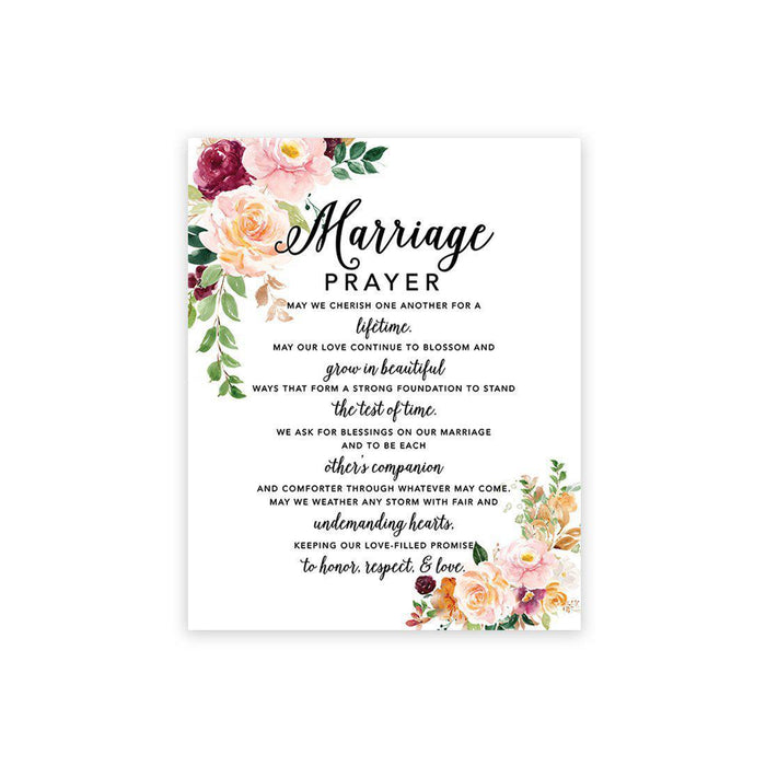 Marriage Prayer Canvas Wall Art Decor, Wedding Registry Marriage Ideas-Set of 1-Andaz Press-Burgundy Fall-