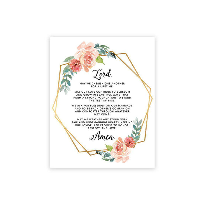 Marriage Prayer Canvas Wall Art Decor, Wedding Registry Marriage Ideas-Set of 1-Andaz Press-Geometric Frame with Watercolor-