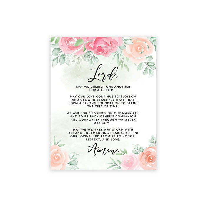 Marriage Prayer Canvas Wall Art Decor, Wedding Registry Marriage Ideas-Set of 1-Andaz Press-Peach and Pink-