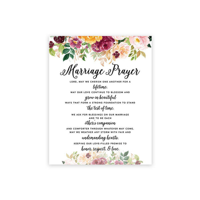 Marriage Prayer Canvas Wall Art Decor, Wedding Registry Marriage Ideas-Set of 1-Andaz Press-Watercolor Fall-