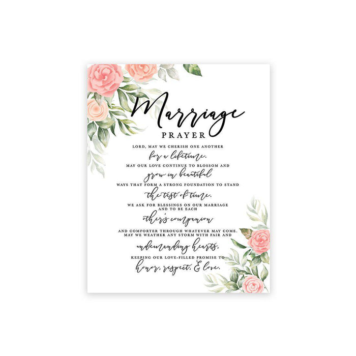 Marriage Prayer Canvas Wall Art Decor, Wedding Registry Marriage Ideas-Set of 1-Andaz Press-Watercolor Roses-