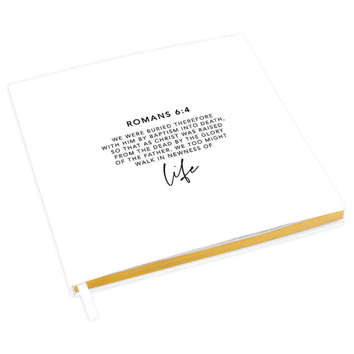 Memorial Biblical Guestbook with Gold Accents, Bible Verse, Scrapbook, Photo Album-Set of 1-Andaz Press-Romans 6:4-