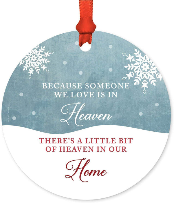 Memorial Christmas Ornament, Because Someone We Love is in Heaven, There's a Little Bit of Heaven, Rustic Deer Winter Snowflakes-Set of 1-Andaz Press-