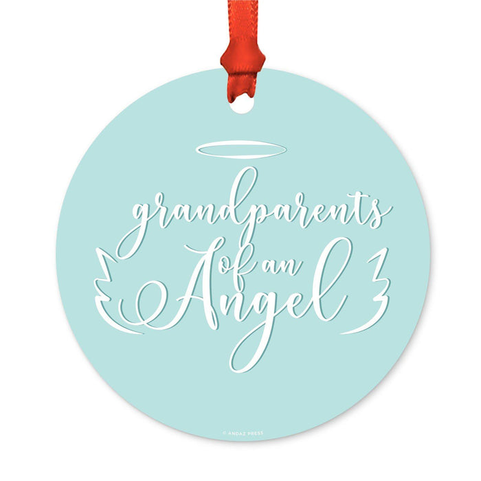 Memorial Round Metal Christmas Ornament, No Longer By My Side-Set of 1-Andaz Press-Grandparents Ornament-
