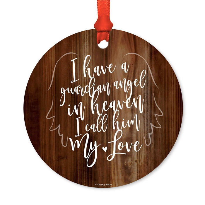 Memorial Round Metal Christmas Ornament, No Longer By My Side-Set of 1-Andaz Press-Guardian Angel-