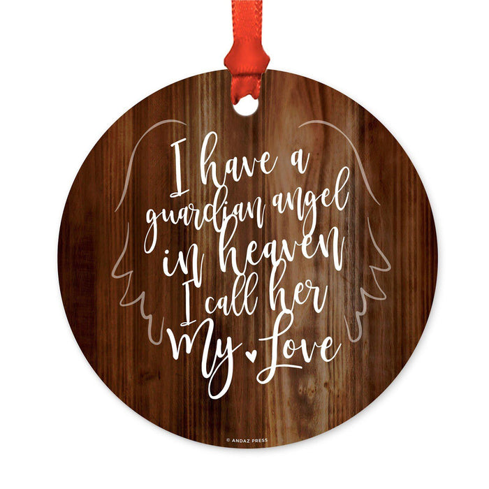 Memorial Round Metal Christmas Ornament, No Longer By My Side-Set of 1-Andaz Press-Guardian Heaven-