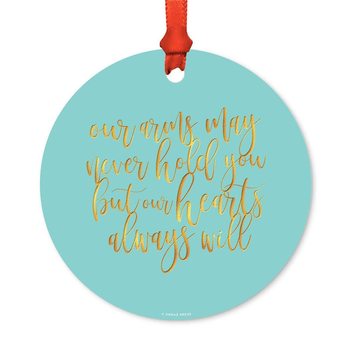 Memorial Round Metal Christmas Ornament, No Longer By My Side-Set of 1-Andaz Press-Miscarriage Gift-