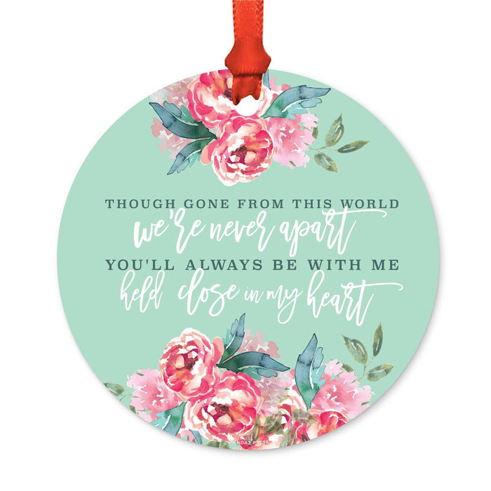 Memorial Round Metal Christmas Ornament, No Longer By My Side-Set of 1-Andaz Press-Never Apart-