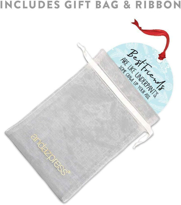 Metal Christmas Ornament, Best Friends are Like Underpants, Some Crawl Up Your Ass, Some Cover Your Ass, and Some Take Your Crap-Set of 1-Andaz Press-
