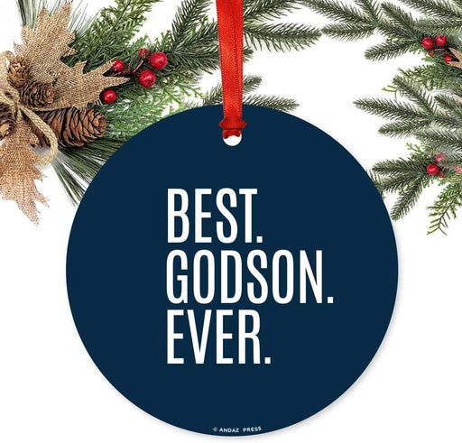 Metal Christmas Ornament, Best Godson Ever-Set of 1-Andaz Press-