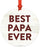 Metal Christmas Ornament, Best Papa Ever, Red Plaid on Light Rustic Wood-Set of 1-Andaz Press-