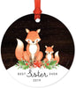 Metal Christmas Ornament, Best Sister Ever, Custom Year, Watercolor Fox in Snow-Set of 1-Andaz Press-