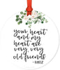 Metal Christmas Ornament Friendship Memorial Gift for Long Distance Friends-Set of 1-Andaz Press-Your Heart and My Heart are Very Very Old Friends-