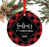 Metal Christmas Ornament, Godson's 1st Christmas, Custom Year, Modern Buffalo Red Black Plaid-Set of 1-Andaz Press-