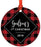Metal Christmas Ornament, Godson's 1st Christmas, Custom Year, Modern Buffalo Red Black Plaid-Set of 1-Andaz Press-