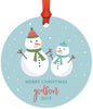 Metal Christmas Ornament, Merry Christmas Godson, Custom Year, Holiday Snowman-Set of 1-Andaz Press-