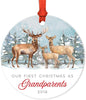 Metal Christmas Ornament, Our First Christmas As Grandparents, Custom Year, Watercolor Rustic Deer-Set of 1-Andaz Press-