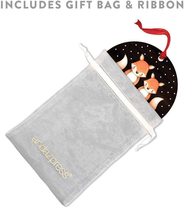 Metal Christmas Ornament, Our First Christmas as Girlfriend and Boyfriend, Custom Year, Watercolor Fox in Snow-Set of 1-Andaz Press-