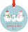 Metal Christmas Ornament, Our First Christmas as a of Three, Custom Year, Holiday Snowman-Set of 1-Andaz Press-