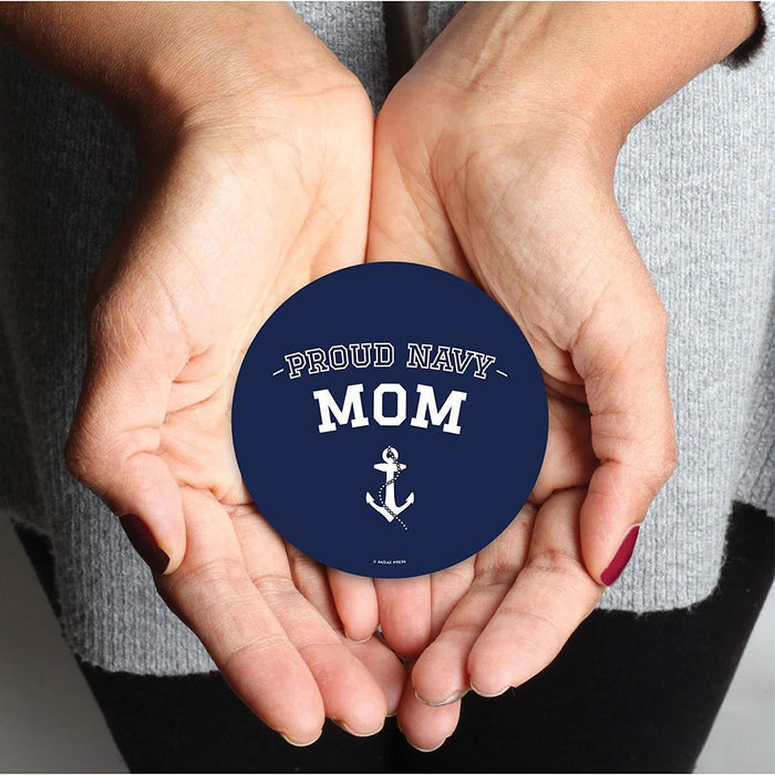 Metal Christmas Ornament, Proud Navy Mom-Set of 1-Andaz Press-