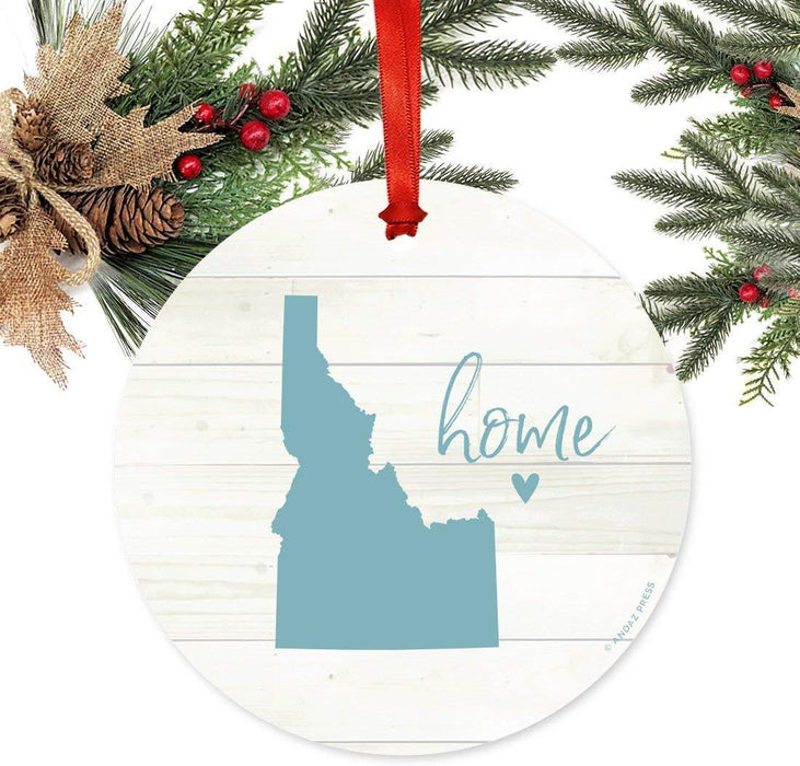 Metal Christmas Ornament, Rustic Light Wood Print, Idaho Home-Set of 1-Andaz Press-