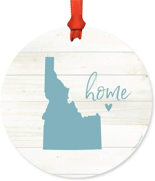 Metal Christmas Ornament, Rustic Light Wood Print, Idaho Home-Set of 1-Andaz Press-