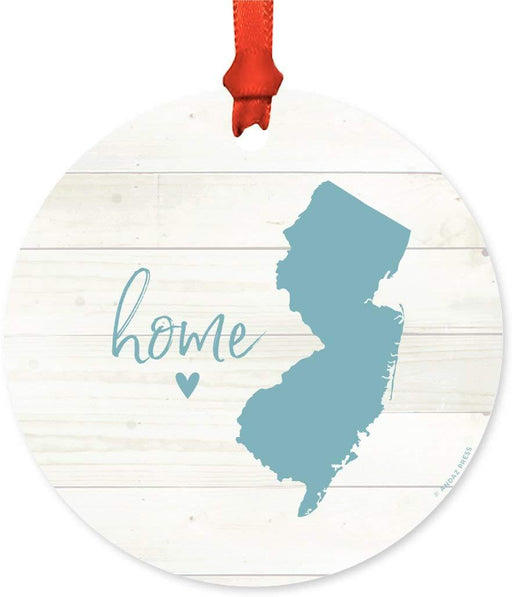 Metal Christmas Ornament, Rustic Light Wood Print, New Jersey Home-Set of 1-Andaz Press-