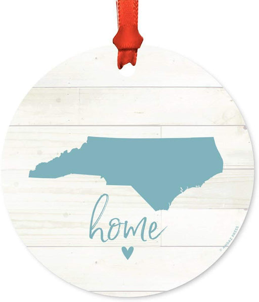 Metal Christmas Ornament, Rustic Light Wood Print, North Carolina Home-Set of 1-Andaz Press-