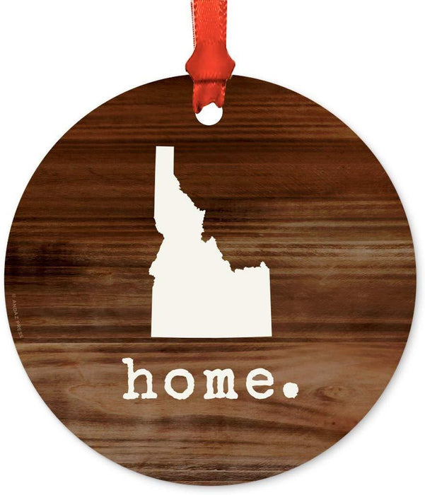 Metal Christmas Ornament, Rustic Wood Print, Idaho-Set of 1-Andaz Press-