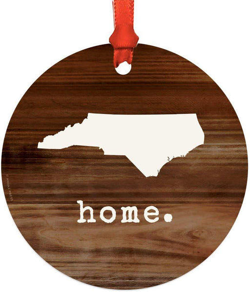 Metal Christmas Ornament, Rustic Wood Print, North Carolina-Set of 1-Andaz Press-