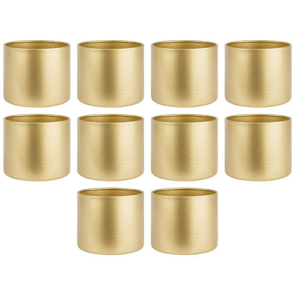 Metal Cylinder Centerpiece Vase for Wedding Table Centerpiece, Event Décor, Floral Arrangements-Set of 10-Koyal Wholesale-Gold-