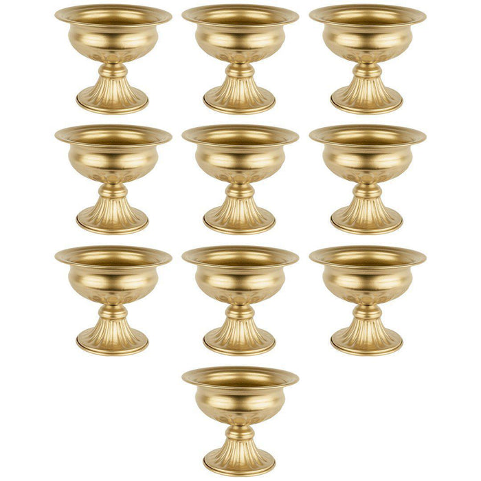 Metal Pedestal Centerpiece Compote Bowl for Wedding Centerpieces, Table Decor, Home Décor, Set of 10-Set of 10-Koyal Wholesale-Gold-