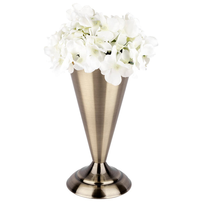 Metal Trumpet Vase for Centerpieces-Koyal Wholesale-Set of 1-Antique Brass-