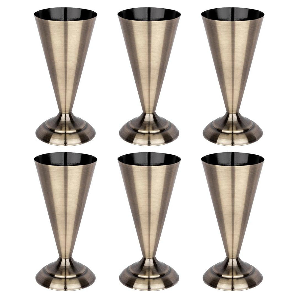 Metal Trumpet Vase for Centerpieces-Koyal Wholesale-Set of 6-Antique Brass-