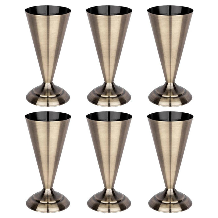 Metal Trumpet Vase for Centerpieces-Koyal Wholesale-Set of 6-Antique Brass-