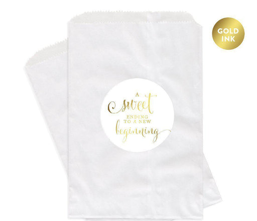 Metallic Gold A Sweet Ending to a New Beginning Dessert Favor Bags-Set of 24-Andaz Press-