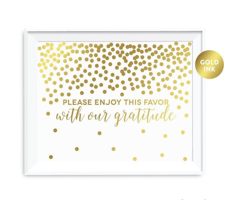 Metallic Gold Confetti Polka Dots Wedding Party Signs-Set of 1-Andaz Press-Mr. & Mrs.-