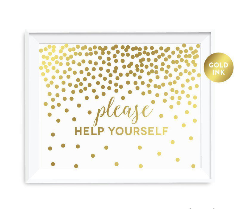Metallic Gold Confetti Polka Dots Wedding Party Signs-Set of 1-Andaz Press-Mr. & Mrs.-